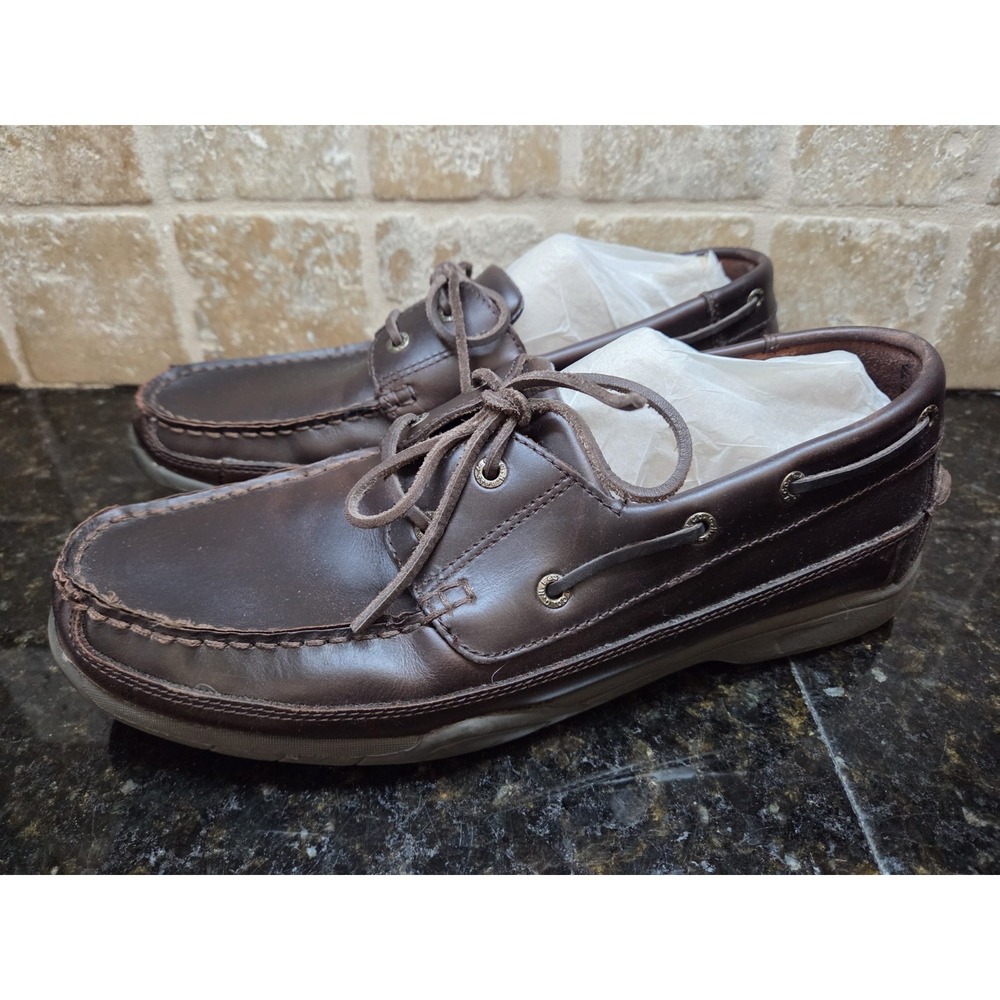 Bass Men's Lewis Boat Shoe Size 11.5M Slip On Loafer Brown Tan Leather